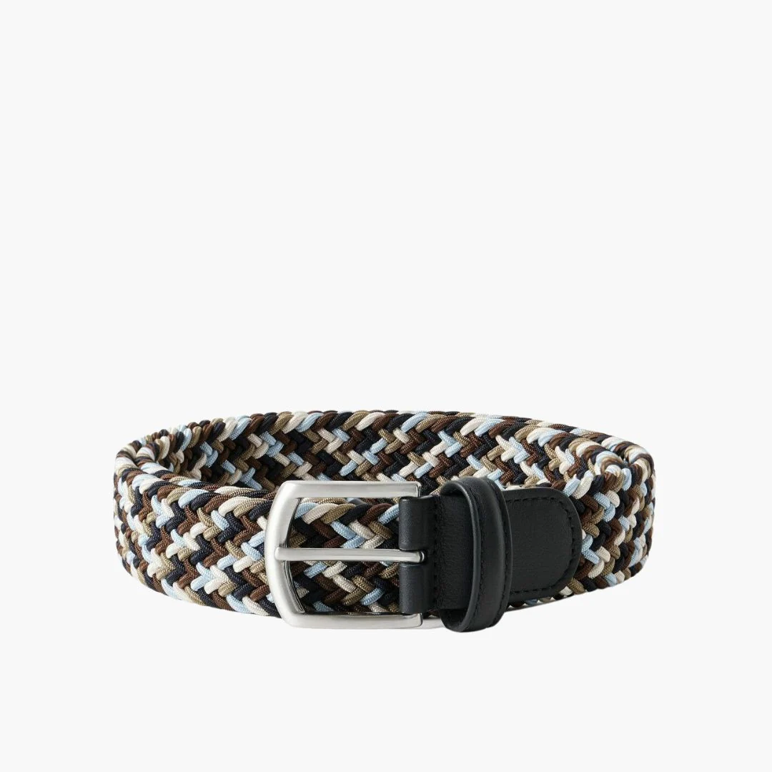 3.5cm Woven Elastic Belt (Black + Brown + Grey + Silver + Olive)