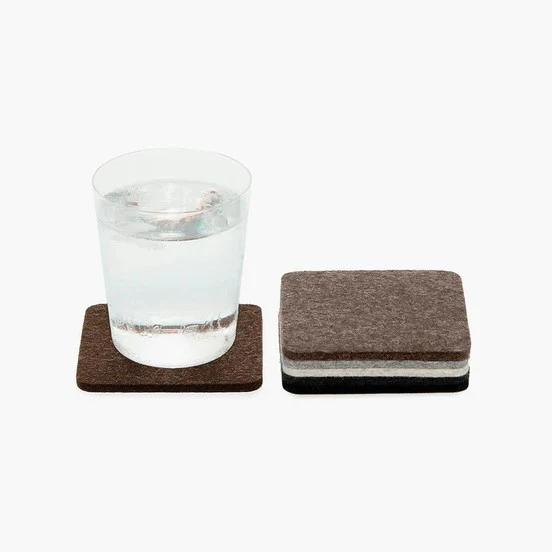 Bierfilzl Merino Wool Felt Square Coaster Multi 6 Pack (Earth) - Image 2