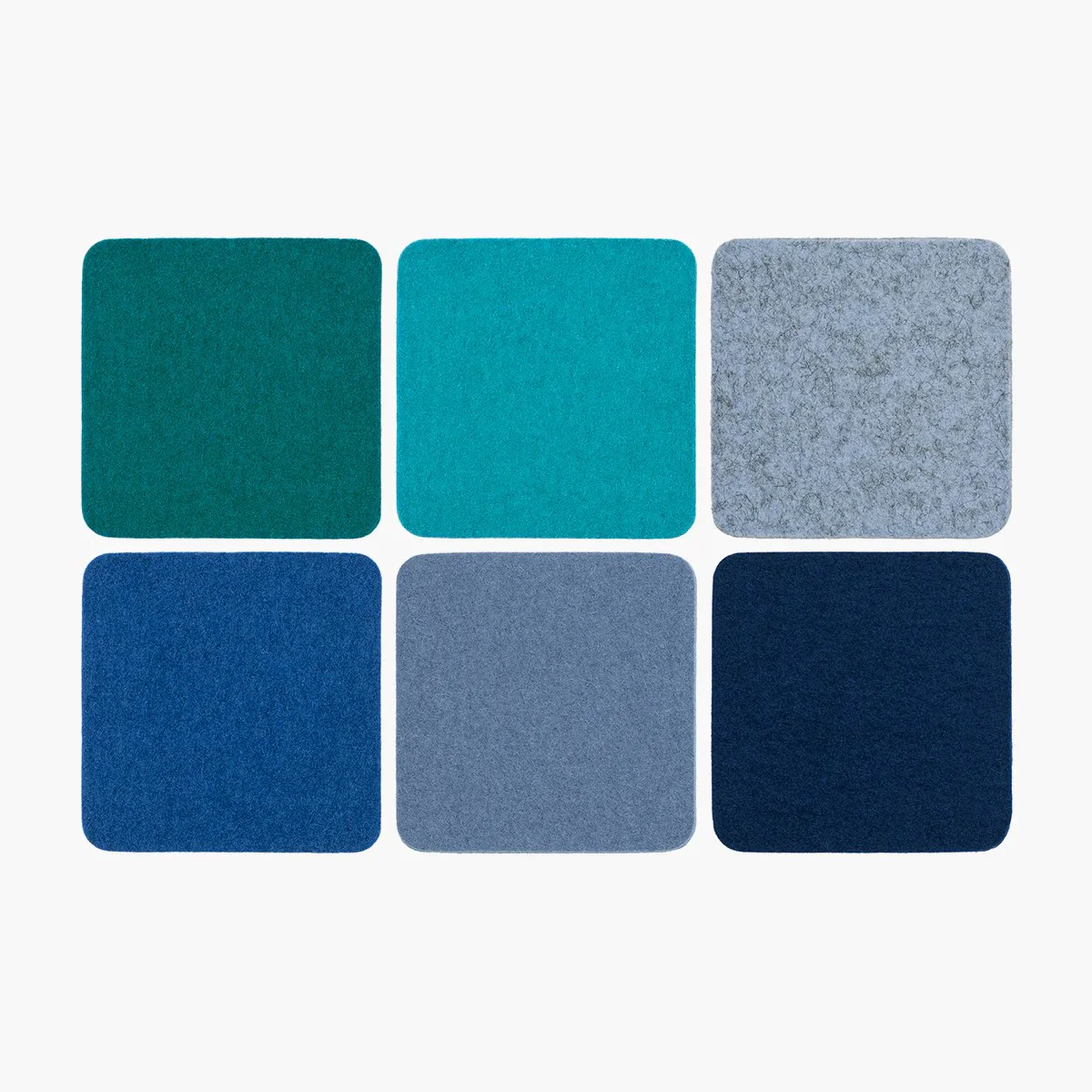 Bierfilzl Merino Wool Felt Square Coaster Multi 6 Pack (Ocean)
