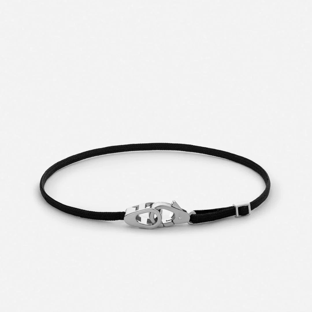 Caden Pull Bracelet (Sterling Silver + Black)