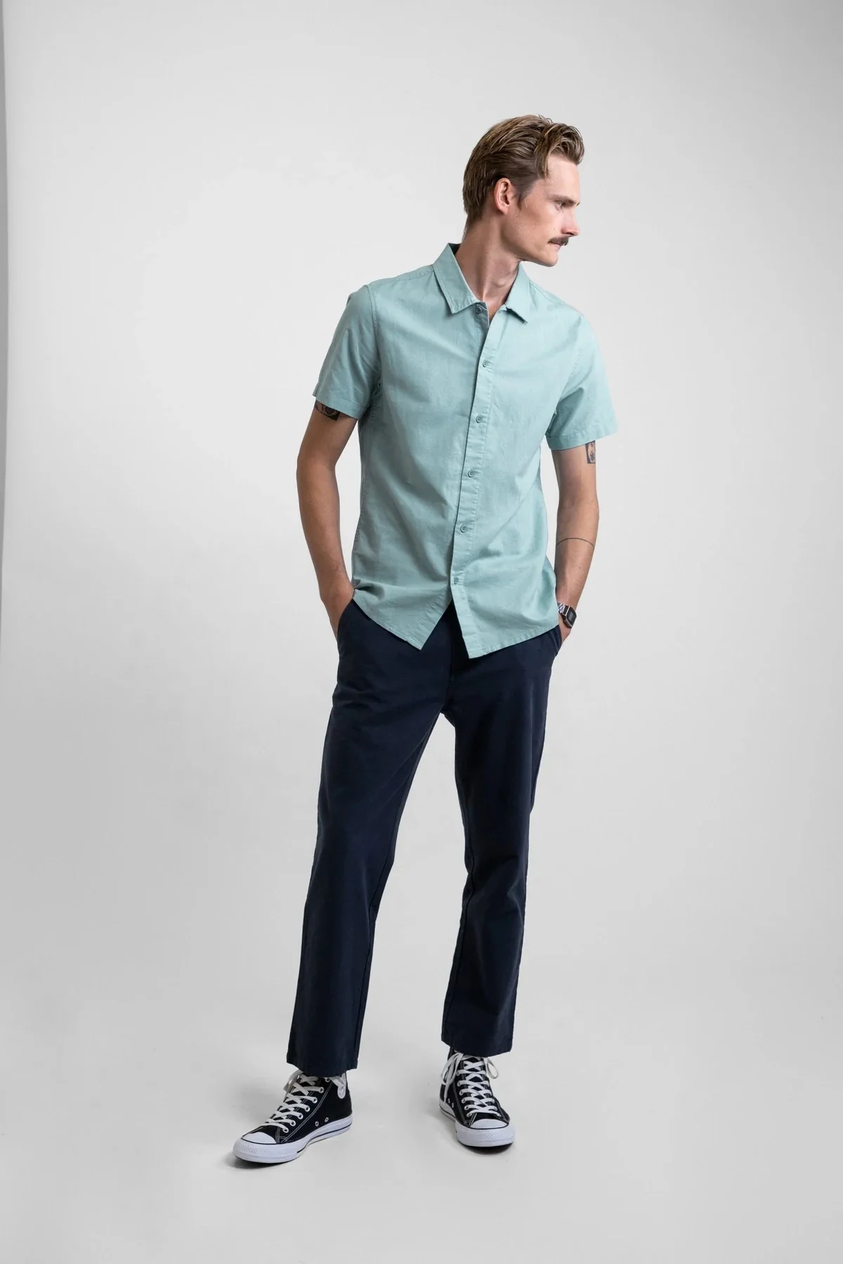 Classic Linen SS Shirt (Eucalyptus) - Image 5