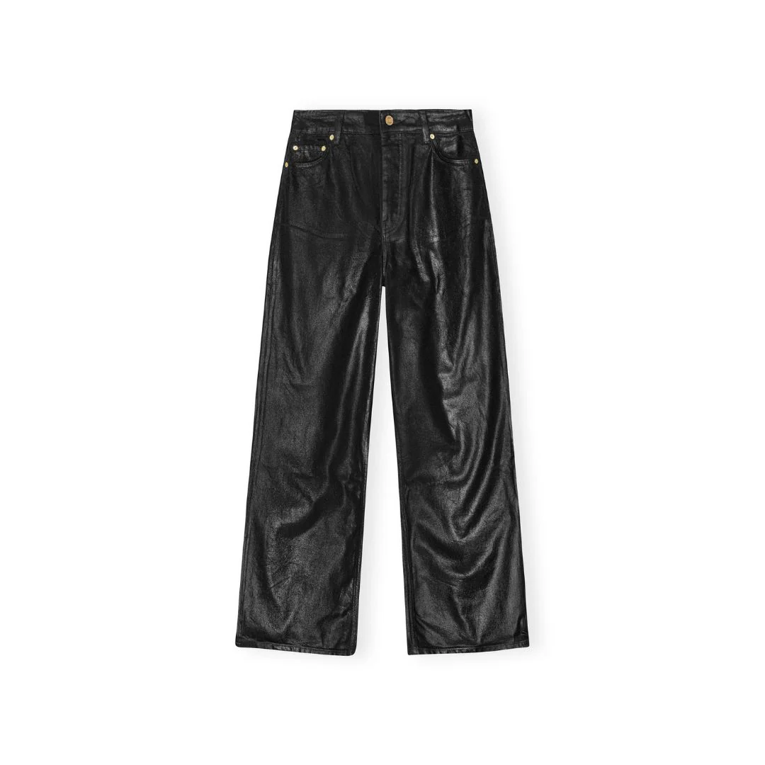 Foil Denim Wide Jeans (Black) - Image 2