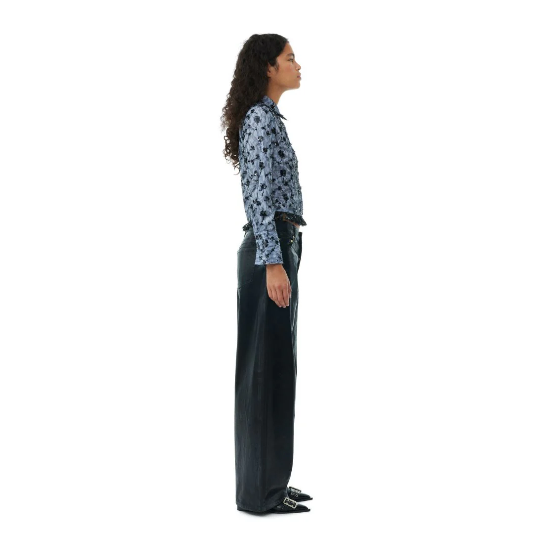 Foil Denim Wide Jeans (Black) - Image 4