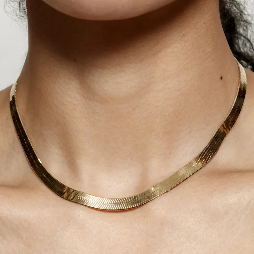 Herringbone Chain Necklace (Gold) - Image 2