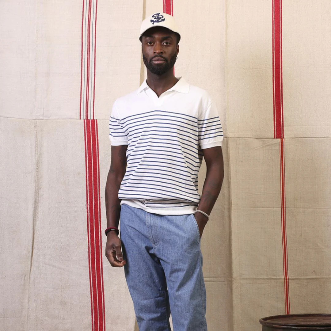 Koman 701 Polo (White + Blue) - Image 2