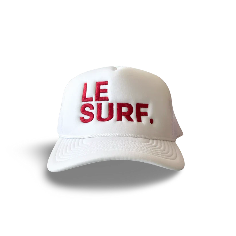 Le Surf Hat Foam Round Brim Snapback (White + LRG Red Logo)