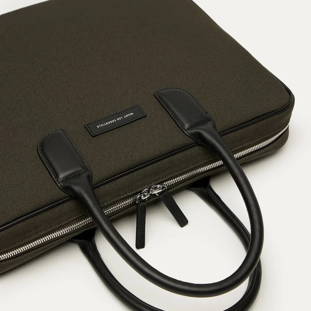 Lesage Canvas Computer Bag (Green) - Image 3