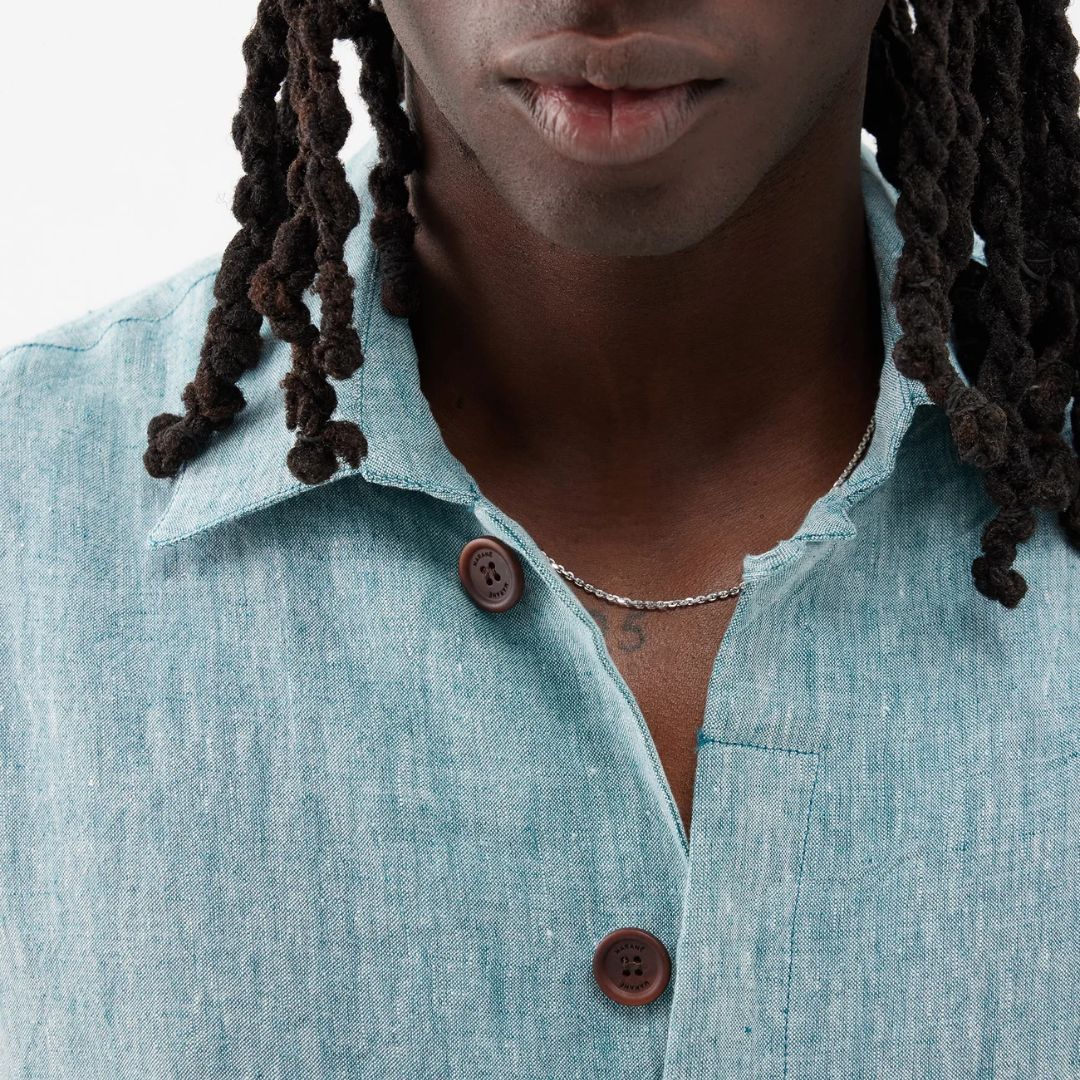 Linen Button Jacket (Marane Blue) - Image 3