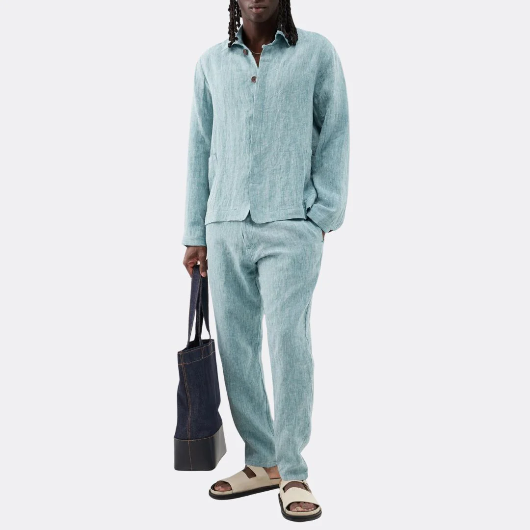 Linen Button Jacket (Marane Blue) - Image 4