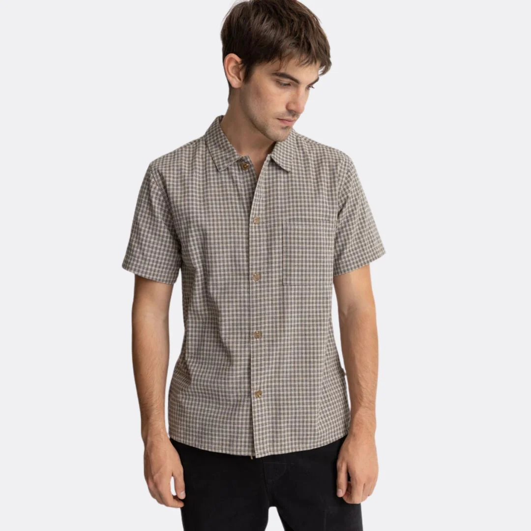 Linen Check SS Shirt (Sand) - Image 2