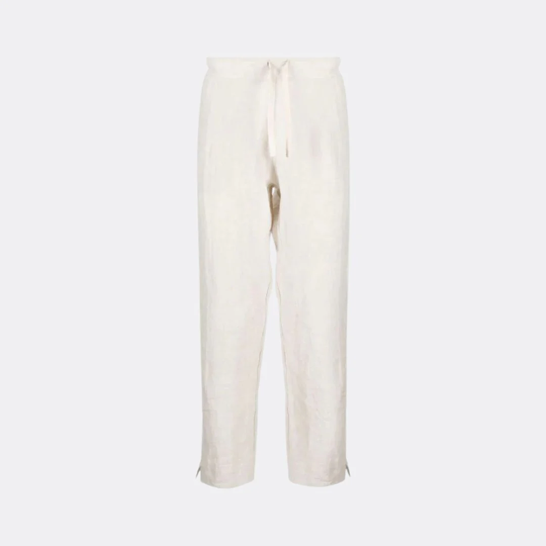 Linen Drawstring Trousers (Beige)