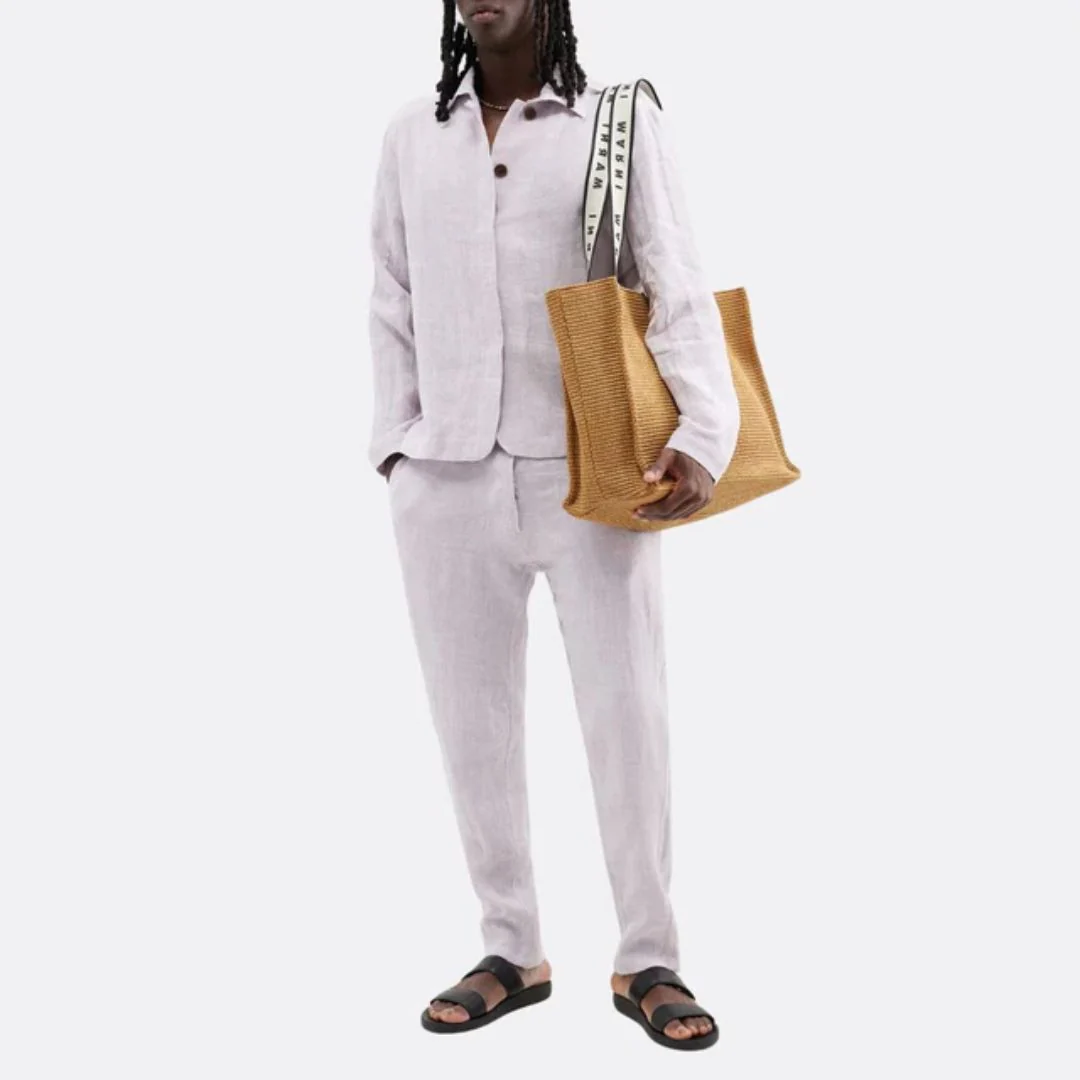 Linen Drawstring Trousers (Lavender) - Image 3