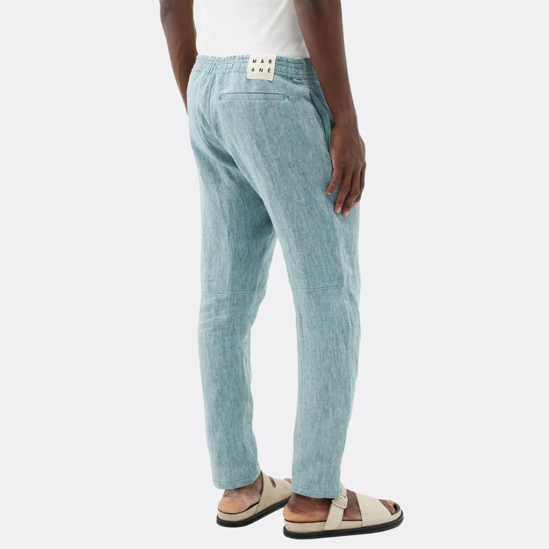 Linen Drawstring Trousers (Marane Blue) - Image 2