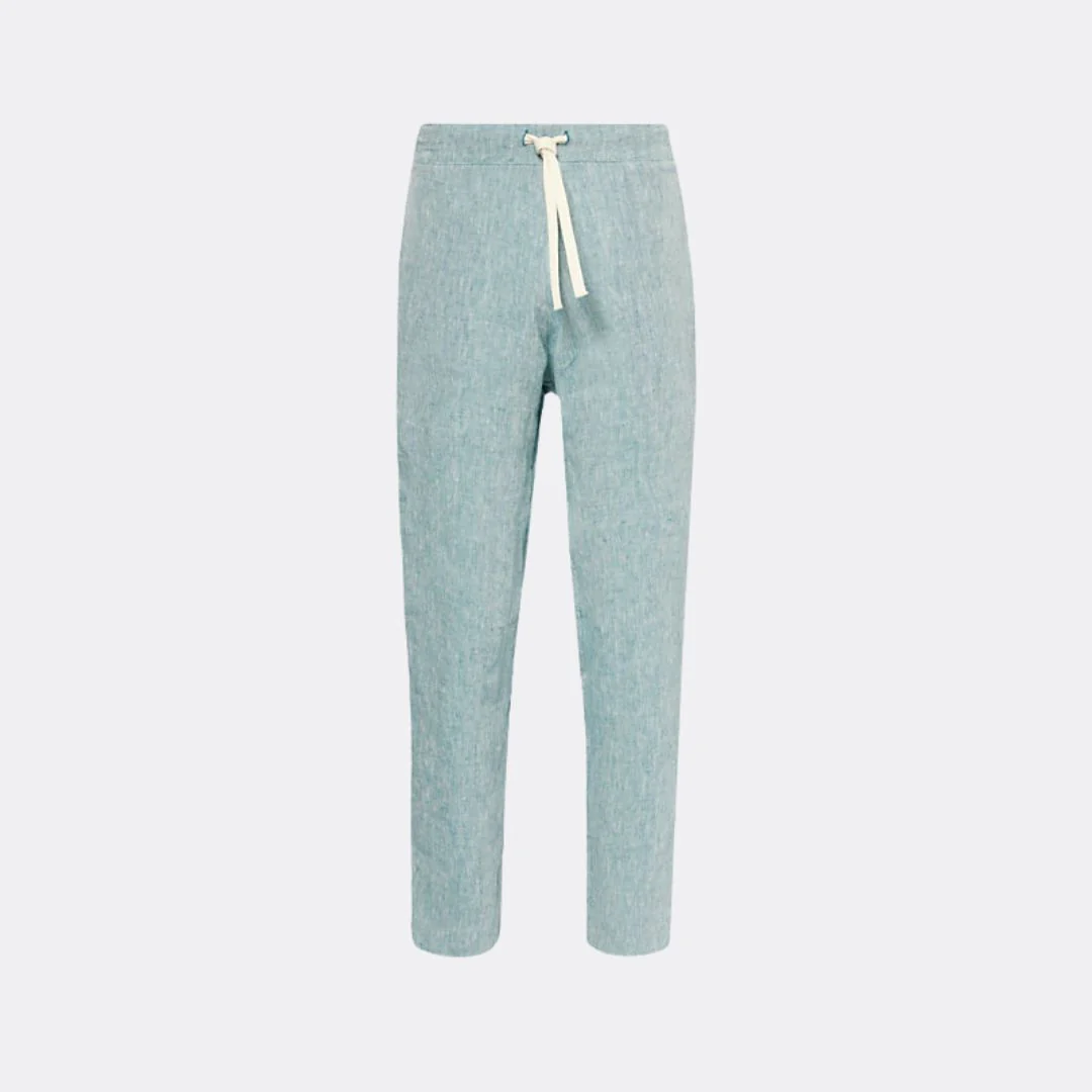 Linen Drawstring Trousers (Marane Blue) - Image 3