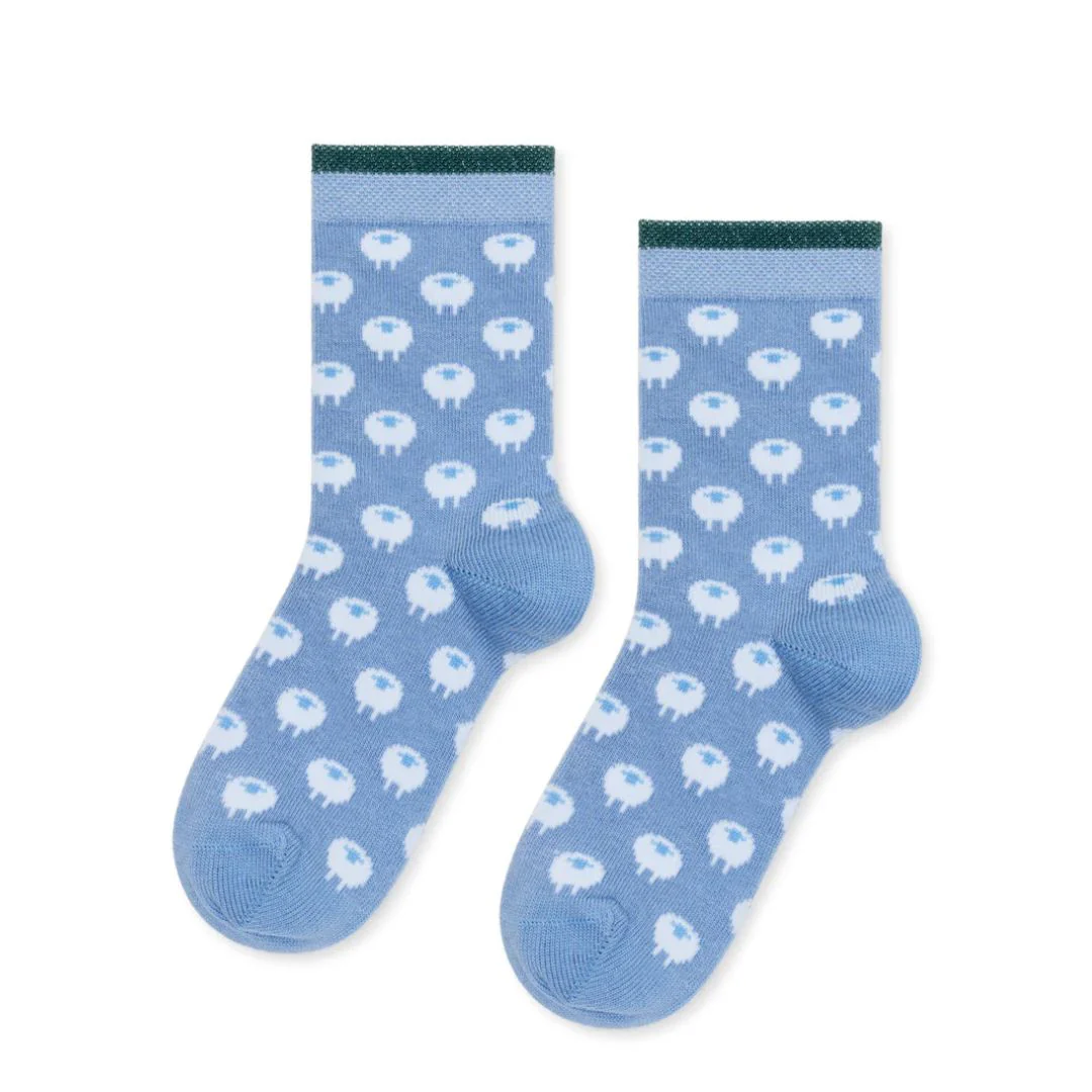 Mini Sheep Crew Socks (Sky)