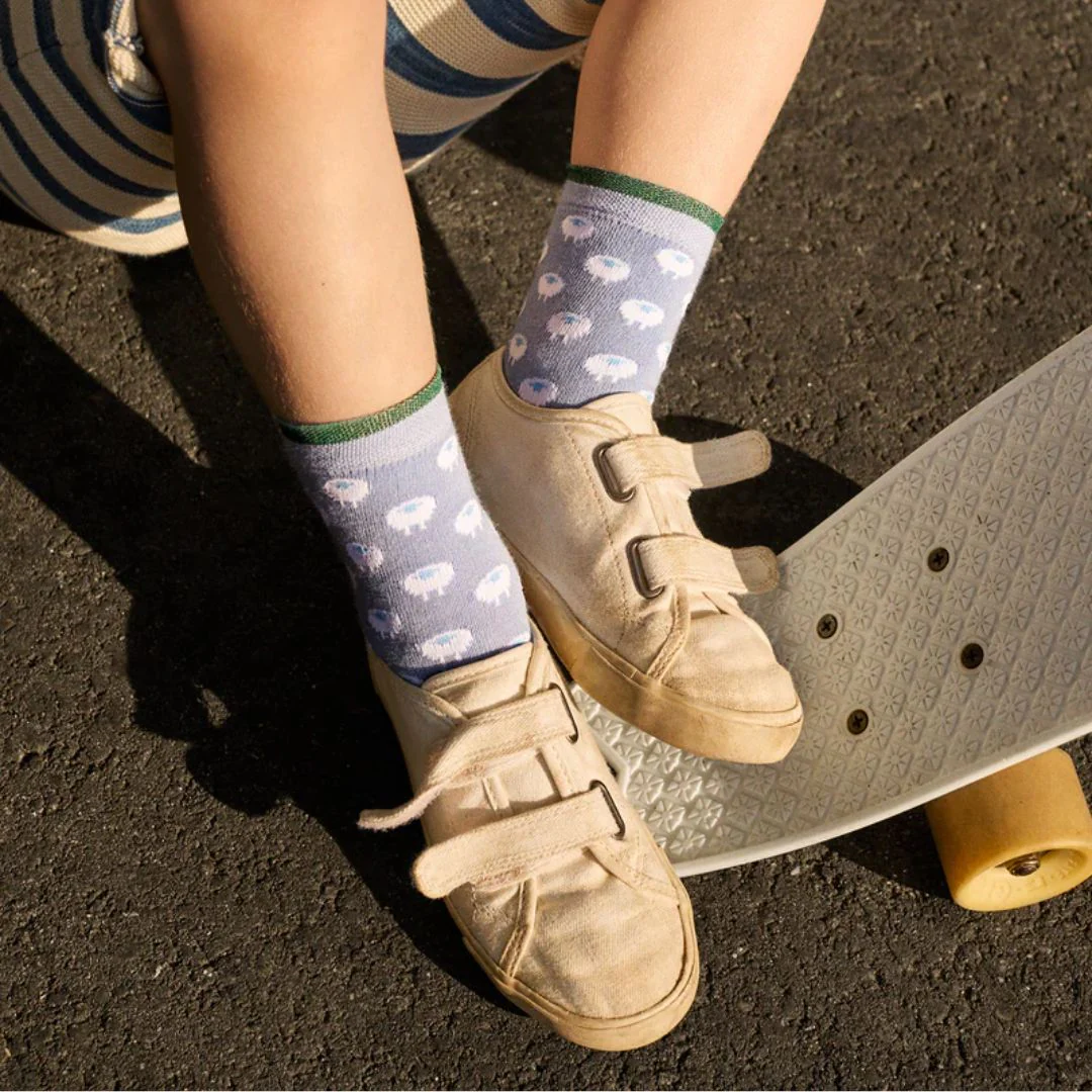 Mini Sheep Crew Socks (Sky) - Image 2