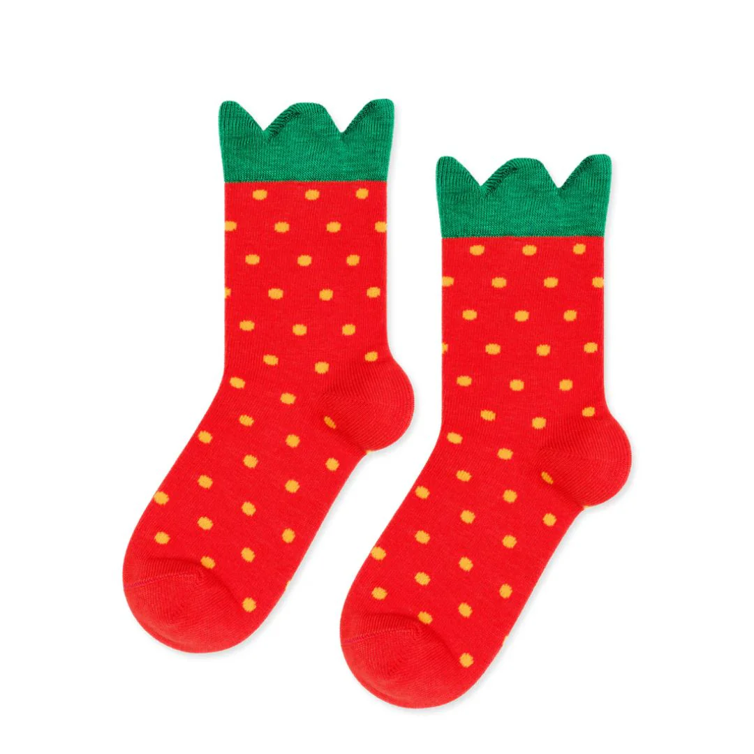 Mini Strawberry Crew Socks (Red)