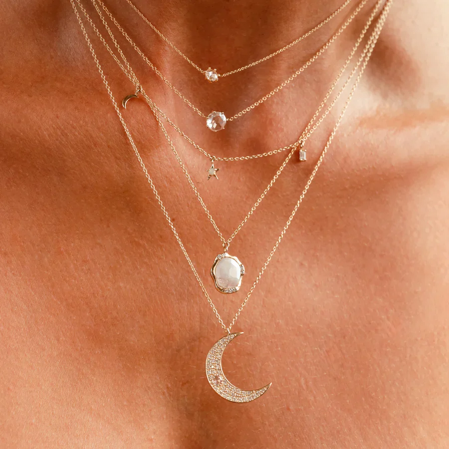 Moonstone Diamond Mood Necklace (14K Gold) - Image 2
