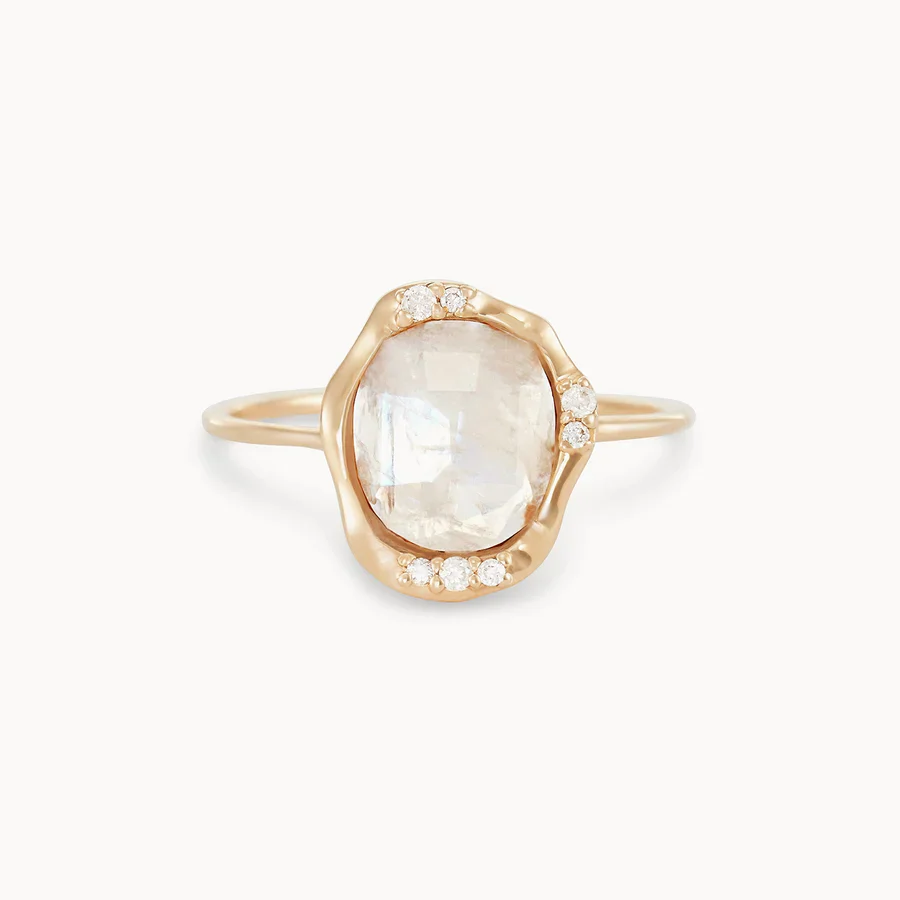 Moonstone Mood Ring (14K Gold)