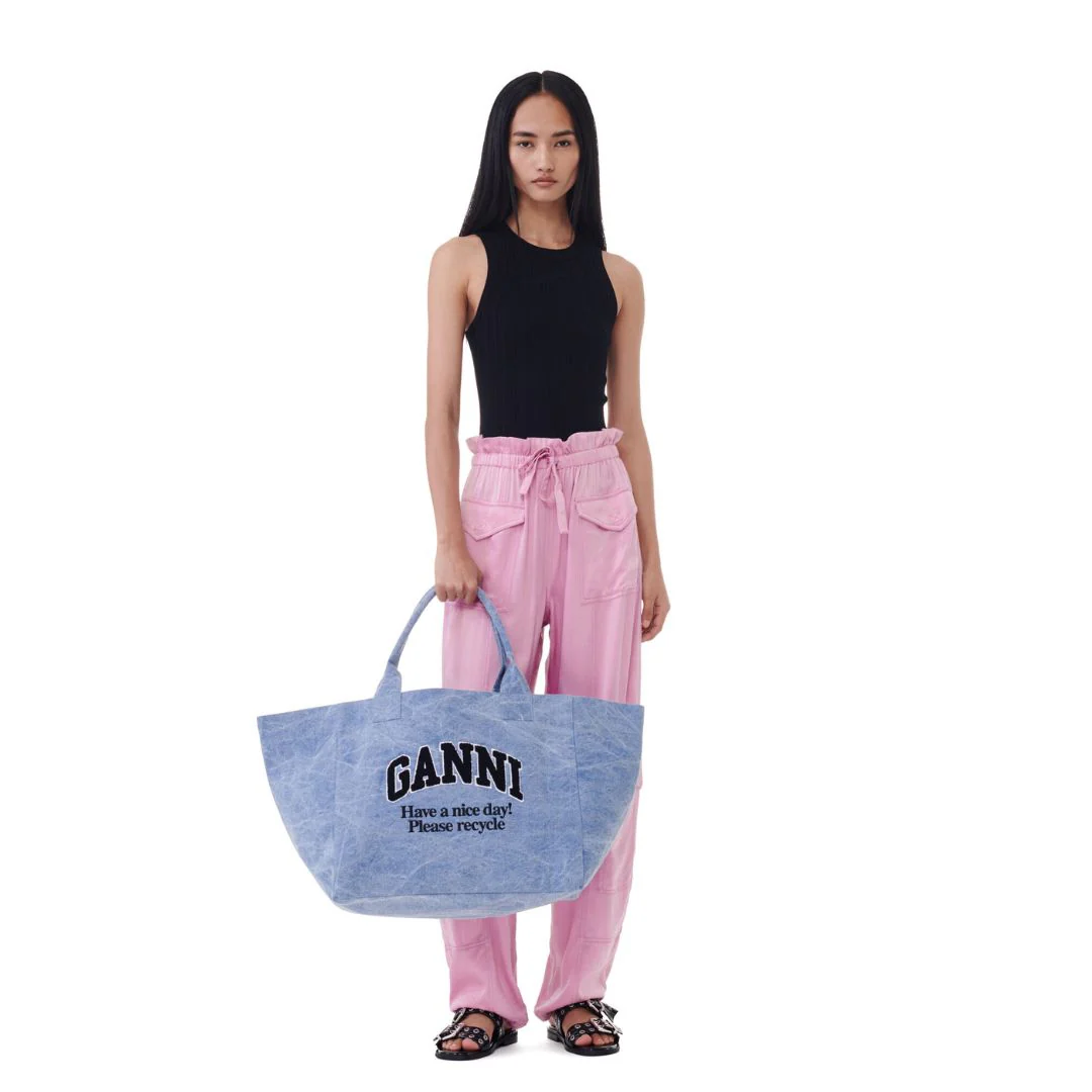Oversized Canvas Tote Bag (Light Blue Vintage) - Image 2
