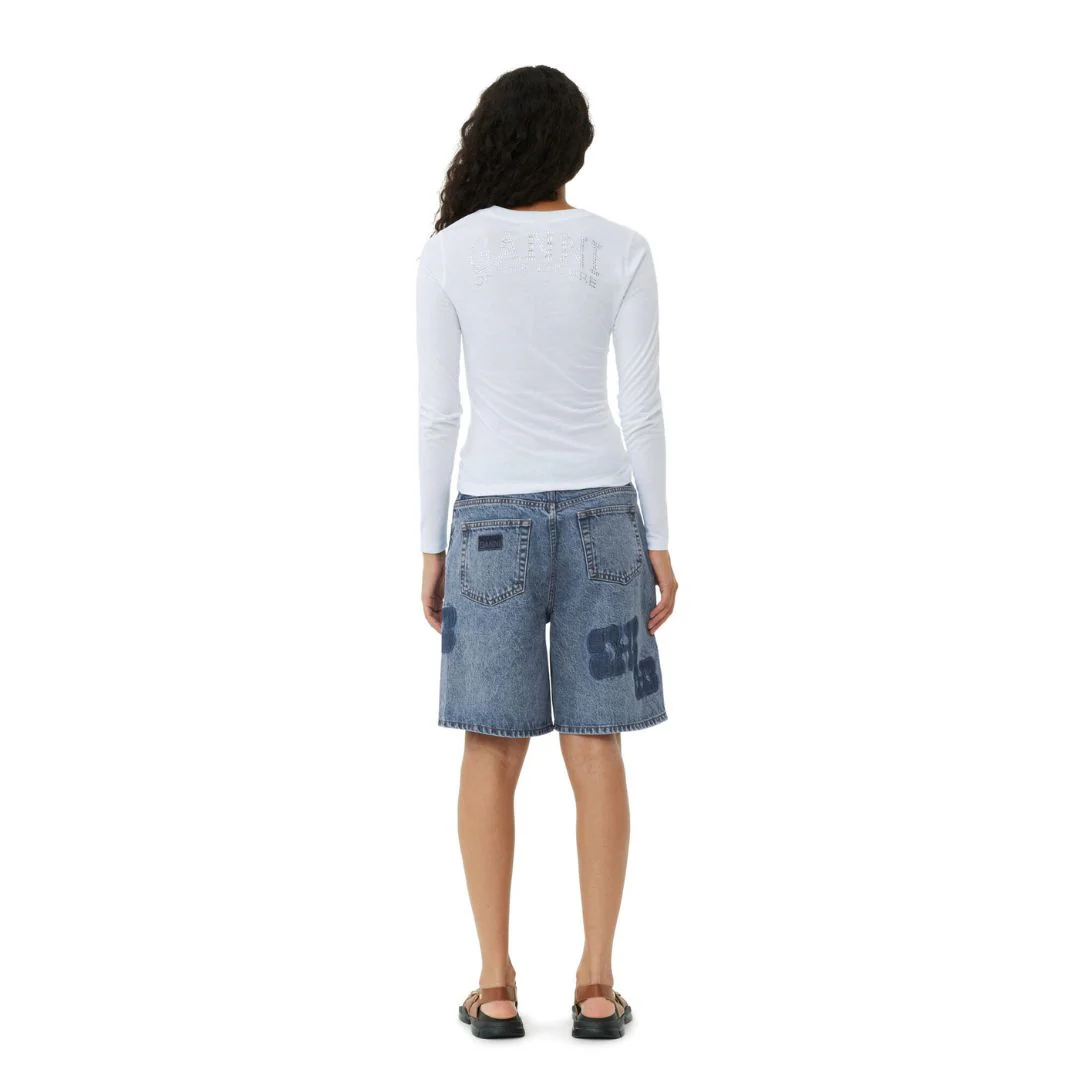 Patch Denim Shorts (Mid Blue Stone) - Image 3