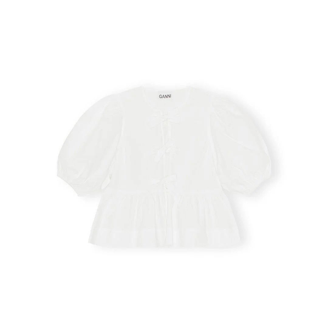 Peplum Tie Blouse (Bright White) - Image 2