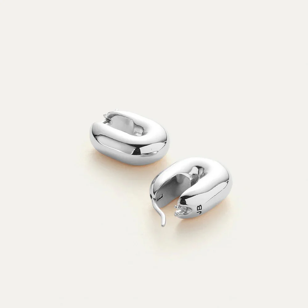 Puffy U-Link Earrings (Silver) - Image 2