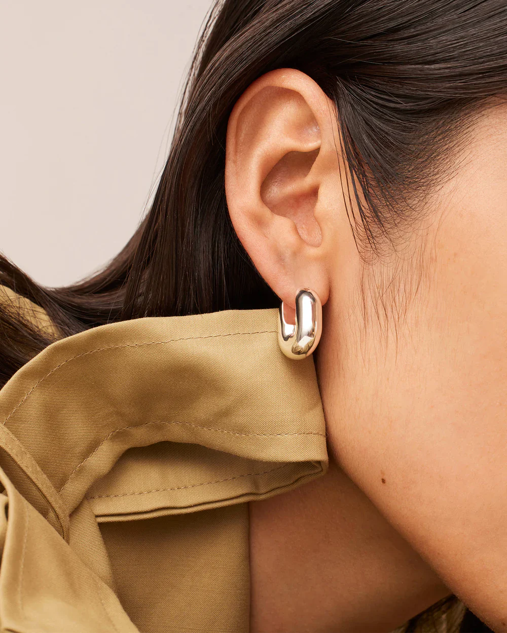 Puffy U-Link Earrings (Silver) - Image 3