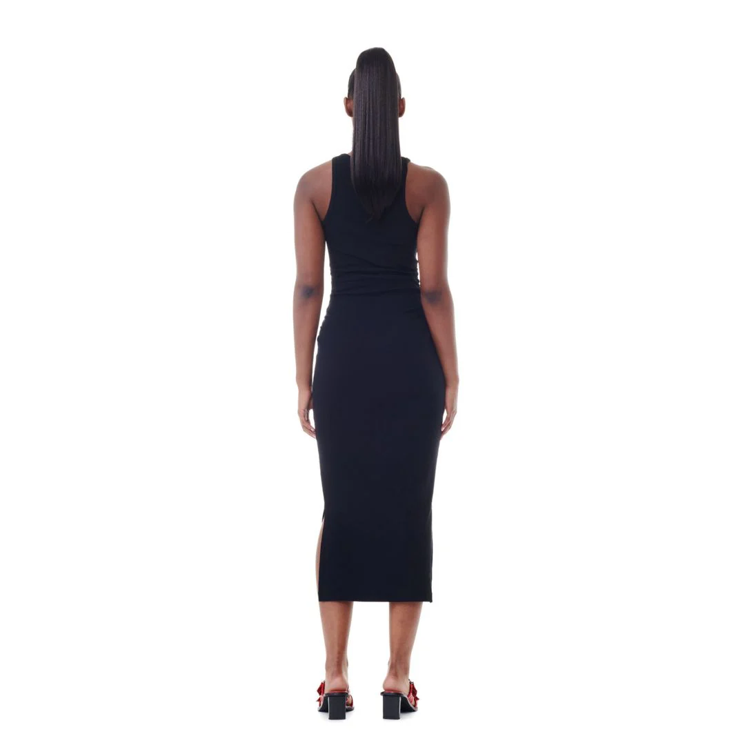 Rib Tank Top Long Dress (Black) - Image 4