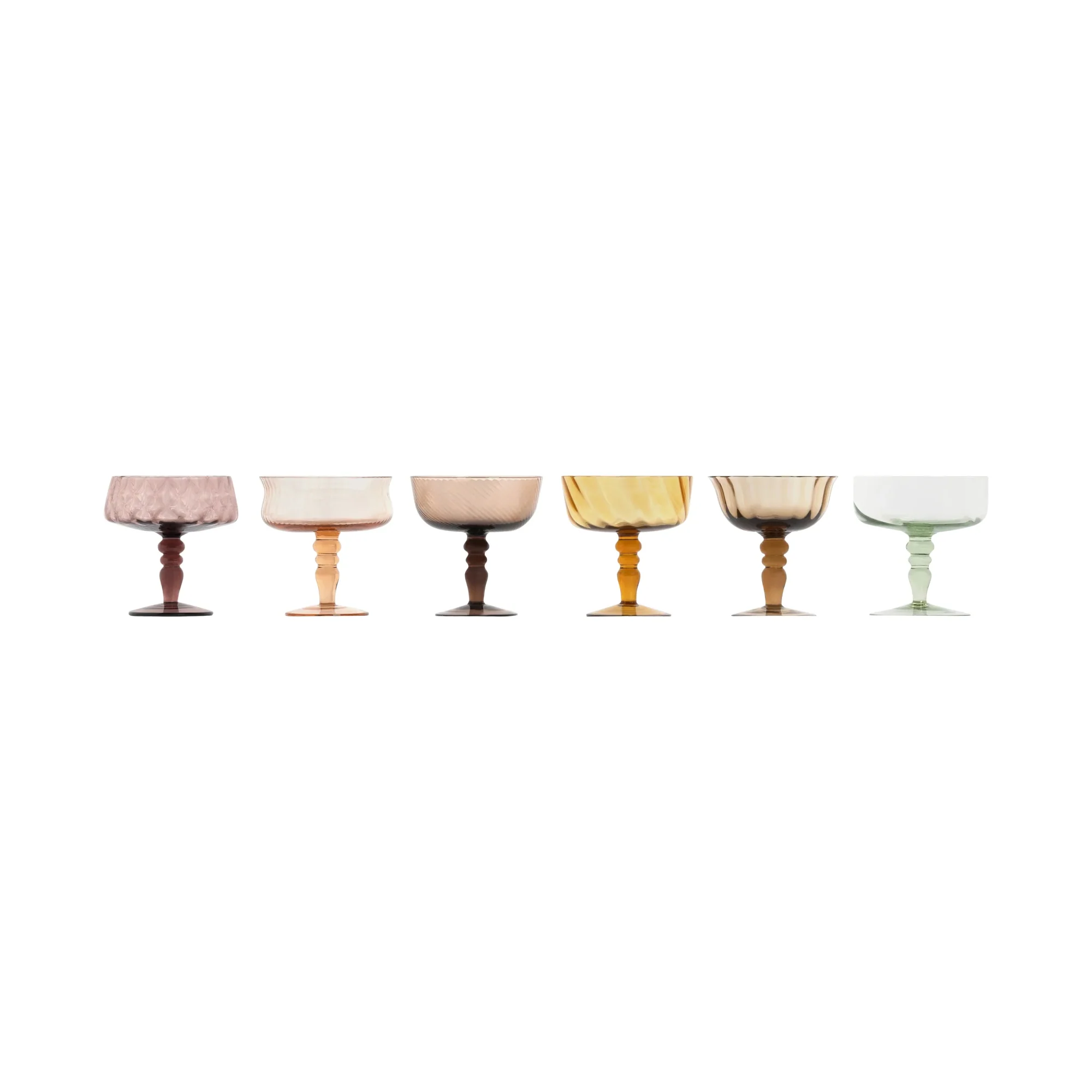 Textured Glass Coupe Goblet (Amber + Pink)