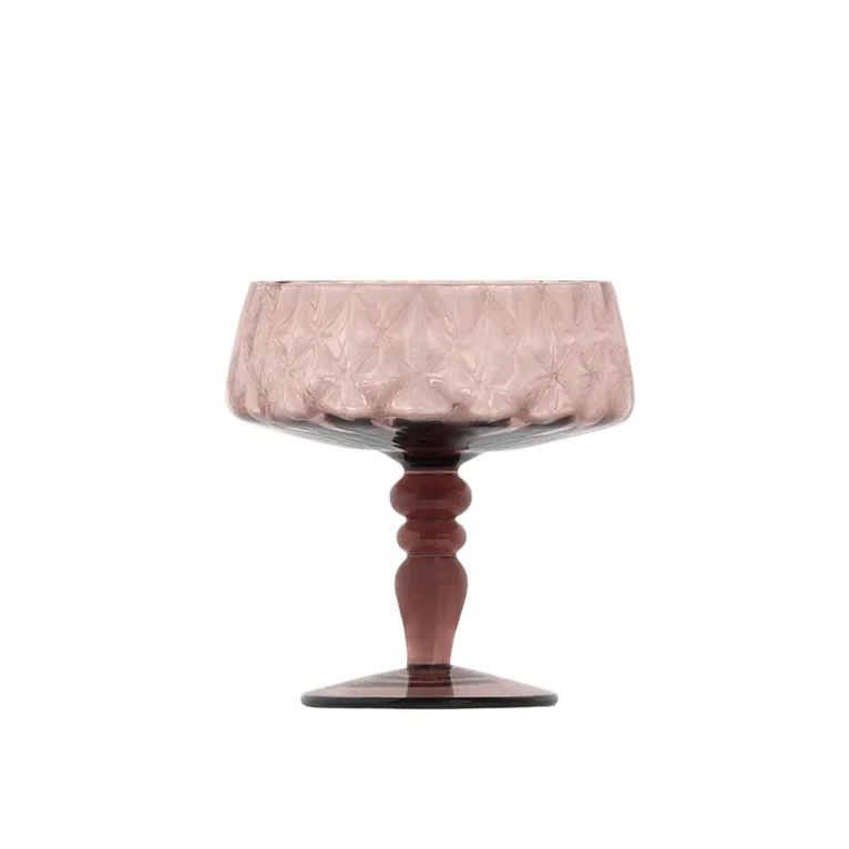 Textured Glass Coupe Goblet (Amber + Pink) - Image 3