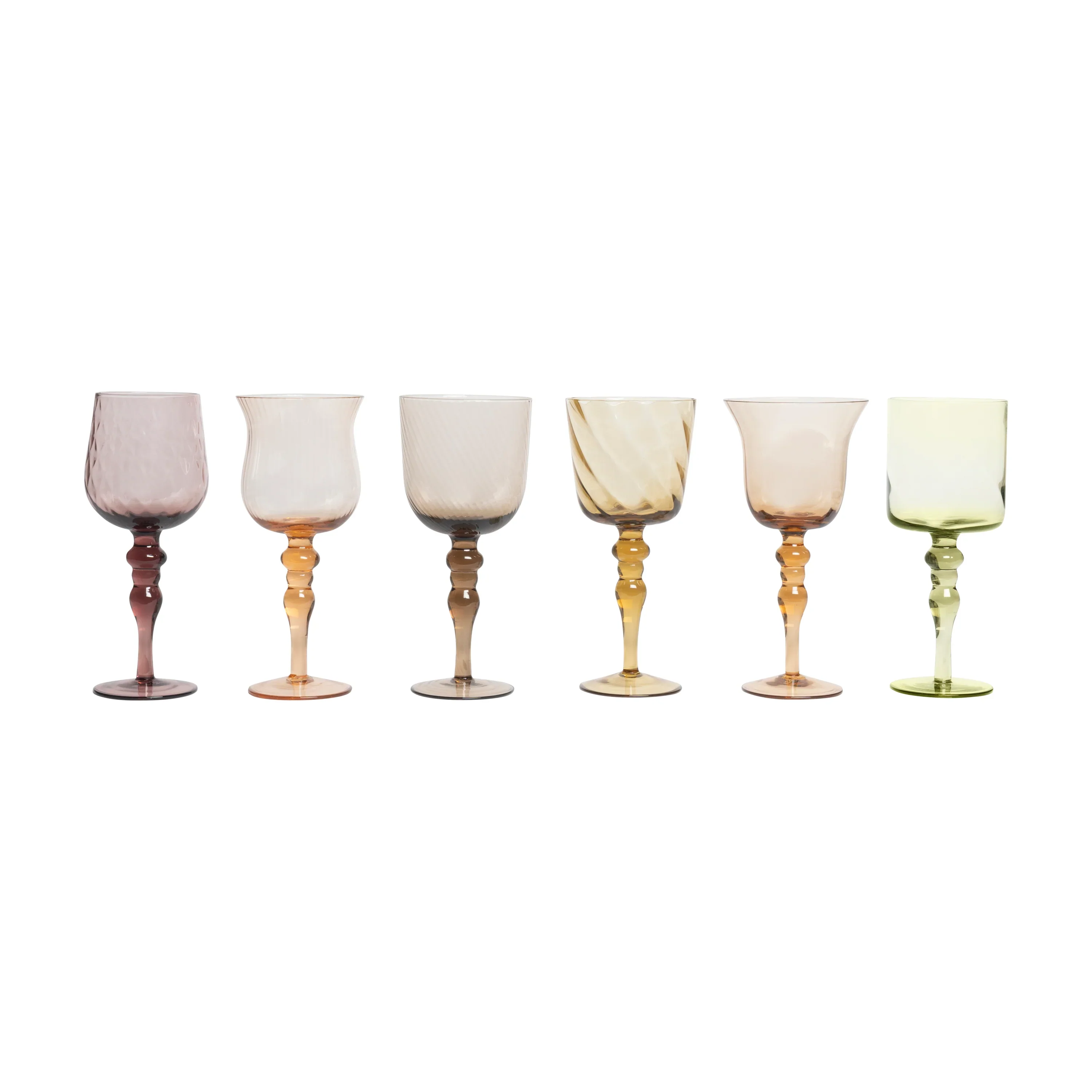 Textured Glass Goblet (Amber + Pink)